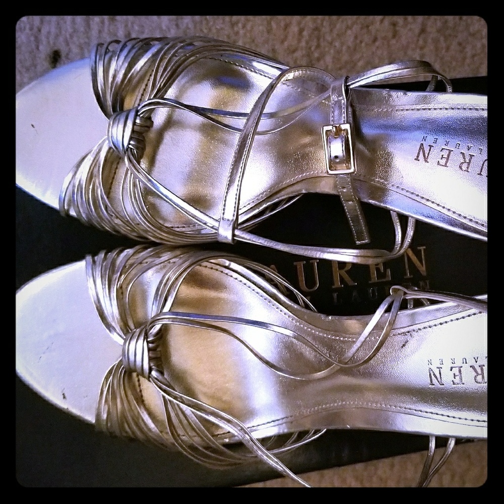 Ralph Lauren Strappy Gold Sandals.